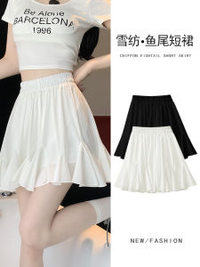 Váy Chữ a Cạp Cao Bằng Vải Chiffon Phong Cách Ngọt Ngào Mùa Hè 2024 Cho Nữ Váy Ngắn Ôm Sát Váy Ngắn Bằng Vải Polyester