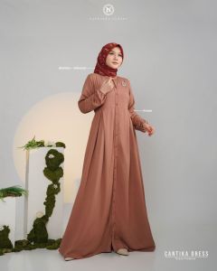 TEBUS MURAH✔️READY CANTIKA DRESS BY NADHEERA LUXURY GAMIS MOTIF POLOS LENGAN PANJANG