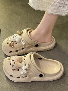 รองเท้าแตะแบบสวมสำหรับผู้หญิง ทรงสุนัขจิ้งจอกลายการ์ตูน รองเท้าแตะชายหาดกันลื่นแบบใส่ได้สองทาง รองเท้าแตะแบบสวมหัว รองเท้าแตะแบบสวมหัว