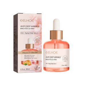 Eelhoe Deep Anti Wrinkle Serum Rose Oil VC Anti-Aging Essence Improve Fine Lines Shrink Pores Smooth Skin Anti Aging Daily Serum Lifting Firming Whitening Moisturize Repair Face Essence Vitamin C Whitening Wrinkle Remover Serum（30ml）