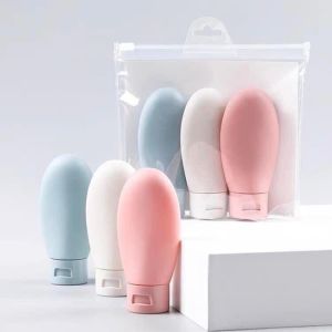 Set 3 Chai Chiết Mỹ Phẩm Silicon Tiện Lợi Khi Đi Du Lịch - Set 3 Lọ Chiết Mỹ Phẩm Dầu Gội Sữa Tắm Có Túi Zip