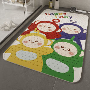 Adorable Cartoon Bathroom Anti-Slip Mat Children Shower Bathing Anti-Fall Foot Pad Toilet Waterproof Rug Modern Simple Style PVC Material Home Use
