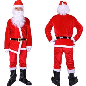11pcs/set New Year Santa Claus Costume Christmas Party Role Play Luxury Classic And Comfortable Factory Customized Long Fluff Suit