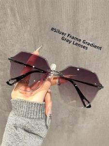 Tongyun | UV Protection Stylish Ladies Sunglasses Rimless Gradient Gray Pink