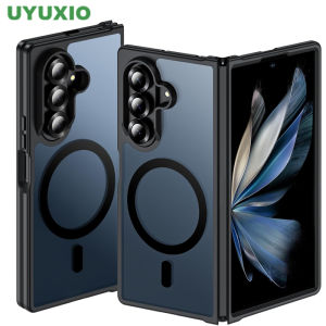 UYUXIO Magnetic Mobile Phone Case for Samsung Galaxy Z Fold 7 Wireless Charging Cases Translucent Slim Rugged Cover with Magnet