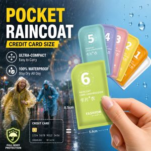 Portable Card Size Disposable Raincoat Adults Pocket Rain Poncho Waterproof Emergency Rainwear for Outdoor Travel Camping Hiking