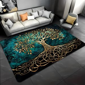 VIKAMA Premium Tree Of Life Rug Easy-Clean Design Perfect For Living Rooms Bedrooms And Entryways Nordic-Style Home Decor