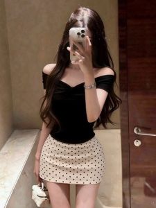 CHANGTONG | Unique Korean Style Off-Shoulder Top and Skirt Set