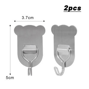 ราวแขวนผนังสแตนเลสติดตะขอแข็งแรงลายการ์ตูนหมีติดเองได้20ชิ้นตะขอแขวนในครัวหรือผ้าเช็ดตัวเสื้อผ้าห้องน้ำชั้นเก็บของอเนกประสงค์