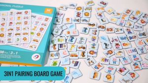 Wooden 3in1 Pairing Board Game  Ages 3+ Puzzle Matching Toy Gift For Kids by WISHLAND