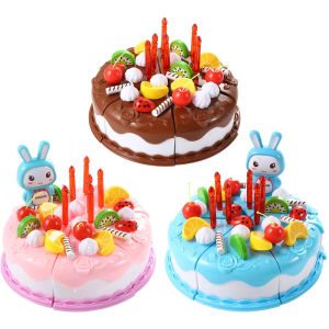 37Pcs DIY Pretend Play Kitchen Toys Fruit Birthday Cake Cutting Toys Children Kitchen Simulation Food Games Play For Girls Boys