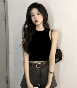 White Sports Tank Top Womens Outerwear Slim Fit Sleeveless Summer Short Style Commute Cotton Blend Animal Print Ladies