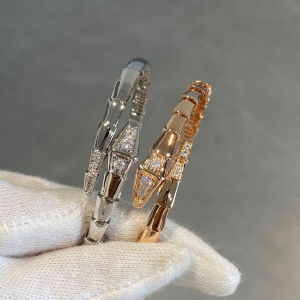 WINDES Snake Bone Bracelet 925 Sterling Silver 18K Gold Plated Open Stretch Head and Tail Diamond Snake Bracelet