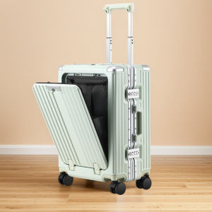 Kingsley Aluminum Frame Front Opening Computer Luggage 20 Inch Boarding Box Men Women Travel Suitcase Fashion Hardshell TSA Lock