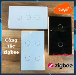 Công tắc thông minh zigbee 3.0 tuya viền nhôm mặt kính 2.5D  điều khiển từ xa qua app tuya/smartlife