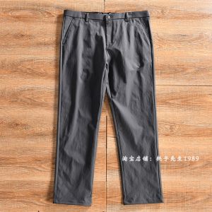 Spring Fashionable Mens Slim Straight Casual Pants Versatile Lightweight Business Cotton Blend Zipper mid Waist Long Trousers