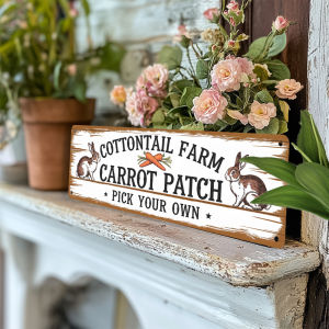2D Vintage Metal Sign Easter Tail Farm Carrot Patch Rustic Wall Decor for Home Kitchen Cafe Bakery Farmhouse House Art
