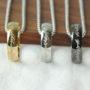Titanium steel retro "The Lord of the Rings" ring pendant necklace for women and men trendy tricolor ring necklace jewelry