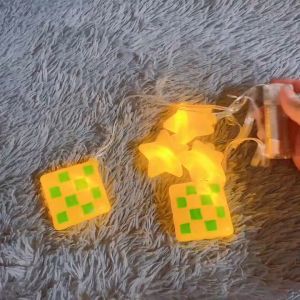 Lampu Raya Ketupat LED Ramadan Light Eid Star Moon Fairy String Light Lampu Hari Raya Decoration Light LED Lampu Ketupat Raya Ketupat Light Lampu Raya Hiasan (Battery Not Include)