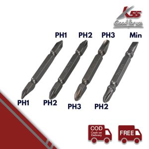 K55 Mata Obeng Angin - Bor - Double End Screwdriver Bit 1/4"x65mm satuan