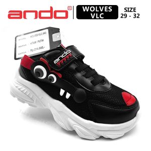 Sepatu Sekolah Anak TK SD Laki Laki & Perempuan – ANDO – WOLVES VLC – Size 29-32 – Sneakers – Sport