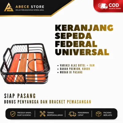 Keranjang Sepeda Federal Universal Kayu Kombinasi Rak Botol + RAM Premium