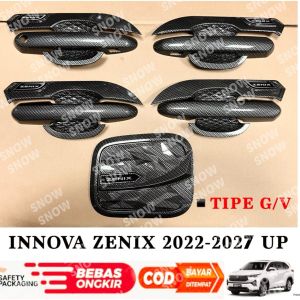 Paket Outer Handle Tank Cover Innova Zenix 2022 2023 2024 2025 2026 2027 Carbon Glossy