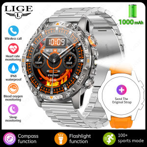 LIGE | LIGE New Military Men Smart Watch 1000mAh Large Battery Accurately Records Outdoor GPS Sports Tracker Mens Smartwatch For Gift