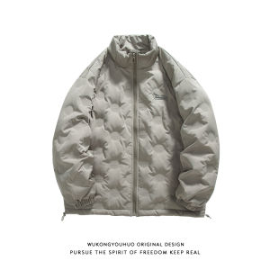 Wukong Is Available Winter Embossing Stylish Lightweight down Jacket Male Retro Fashion Brand BF Warm All-Matching Stand-up Collar Cotton-Padded Coat