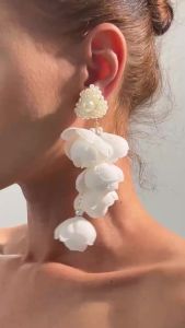 Ingemark | Ingemark Elegant White Flower Long Tassel Drop Earrings Women Trend Imitation Pearl Piercing Earrings Wed Bride Jewelry 