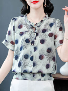 DAIXIANGFEIZI | Áo Blouse Tay Ngắn Trẻ Trung Thời Trang Chiffon Hoa