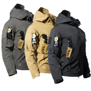 Mens Winter Autumn Warm Cargo Fleece Jackets Softshell Tactical Hood Windproof Outdoor Coats Hiking Camping Climbing Military