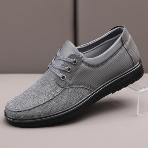 Beijing Mens Cloth Shoes Breathable Anti-slip Casual Dad Shoes Spring Autumn round Toe Flat Heel Thick Bottom Polyurethane Outsole