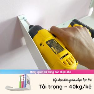 Kệ sách treo tường chữ D 45 (Set 6) - Kệ treo tường bằng thép dày 16mm - Sơn tĩnh điện màu Trắng/ Đen hiện đại - Tặng kèm bộ ốc vít và đầu bịt ốc