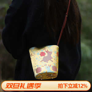 New Chinese Style Handmade DIY Leather Bucket Bag Crossbody Bag Versatile Single Shoulder Bag Leisure Phone Bag Sewing Kit