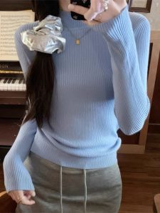 เสื้อสเวตเตอร์คอปกสูงครึ่งตัวสำหรับผู้หญิง เสื้อชั้นในทรงสลิมฟิต คอลเลกชันฤดูใบไม้ร่วงปี 2025 เสื้อชั้นในถักเนื้อคุณภาพสูง เสื้อชั้นในแบบสวมหัว