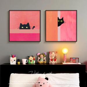 Nordic Ins Style Bedroom Wall Art Childrens Room Decorative Painting Fun Cartoon Hanging Picture Simple Modern Frame