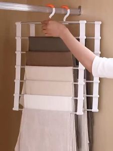 ไม้แขวนกางเกง ราวแขวนผ้า เเขวนได้8ตัว ที่เก็บของแบบพับได้ แขวนเสื้อผ้า ผ้าเช็ดตัว ไม้แขวนเสื้อ ประหยัดพื้นที่