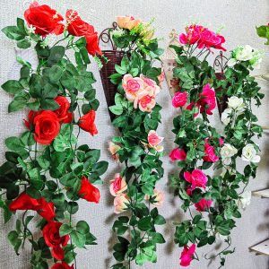 Tanaman Hias Mawar Rambat Gantung Artificial Rose Flower Hiasan Dekorasi Dinding Juntai Rambat PBP93