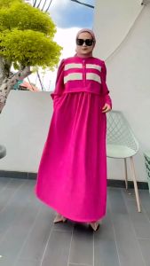 Nazira Midi Dress Knit Korean Style Midi Dress Terbaru 2024 Kekinian Gamis Lebaran Murah BISA COD