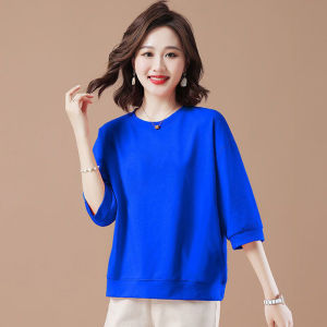 Macaron Color Cotton Base Shirt Strawberry Bear Print Loose Fit Womens T-Shirt round Neck Short Sleeve Fall Season Top