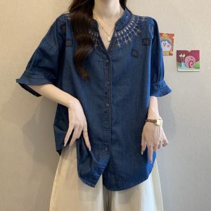 AIYITI | Retro Ethnic Embroidery Casual Short Sleeve Shirt