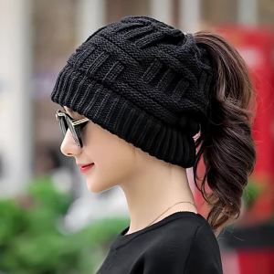 Versatile Warm Cap for Women with Open Top Knit