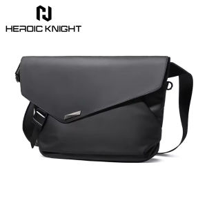 Heroic Knight Street Style Laptop Shoulder Bag 13.3" Waterproof Oxford Messenger Bag with Multiple Pockets Black