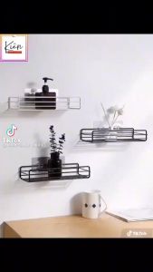Kệ Sắt Treo Tường Kệ Chữ Nhật Nhà Tắm Kệ Để đồ Nhà Bếp Tiện Lợi Siêu Chắc Chắn - Tặng Miếng Dán Đôi