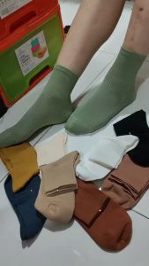 kaos kaki wanita pendek polos bahan katun 95% premium lembut Ankle Women socks Fashion casual korean tinggi atas mata kaki BS822