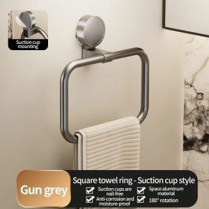 Suction Towel Rack Waterproof Rotatable for Bathroom Hand Towel Ring Sink Wall-Mounted Strong Hold Bathroom Organizer