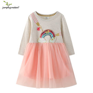 Princess Style Long Sleeve Knitted Dress for Little Girls Spring Autumn New Fashion Cotton Polyester Cartoon Patterned Skirt