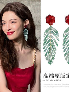 S925 Pure Silver Tassel Earrings Chinese Xushiyi Red Rose Vintage Hong Kong Style Unique Drop Earrings for Women Fashion Jewelry