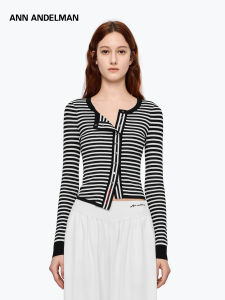 ANN ANDELMAN | Stripe Asymmetric Long Sleeve Knitwear